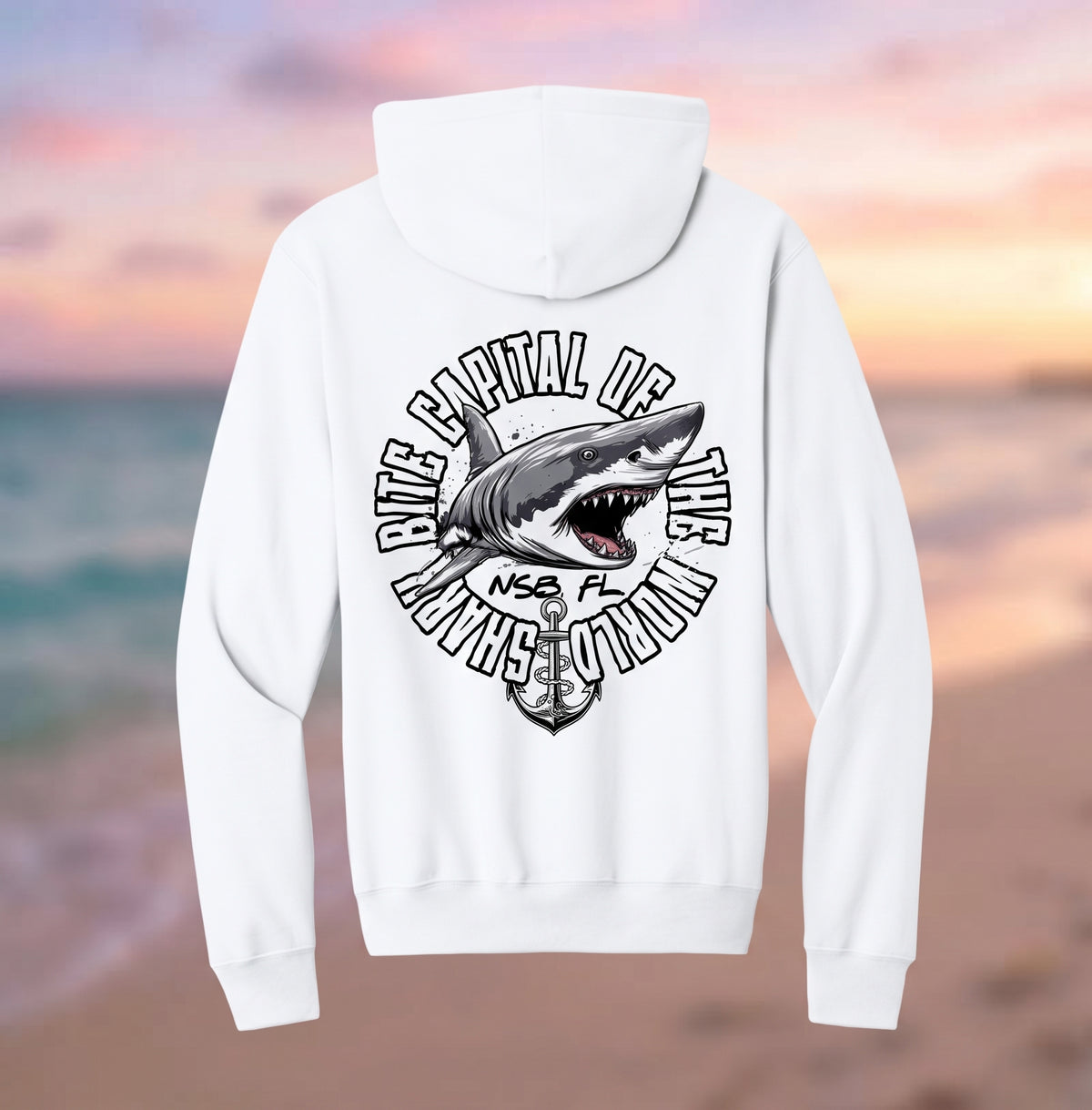 NSB Shark Bite White Hoodie